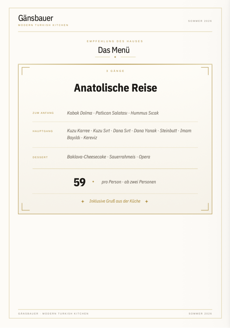 Speisekarte Gänsbauer
